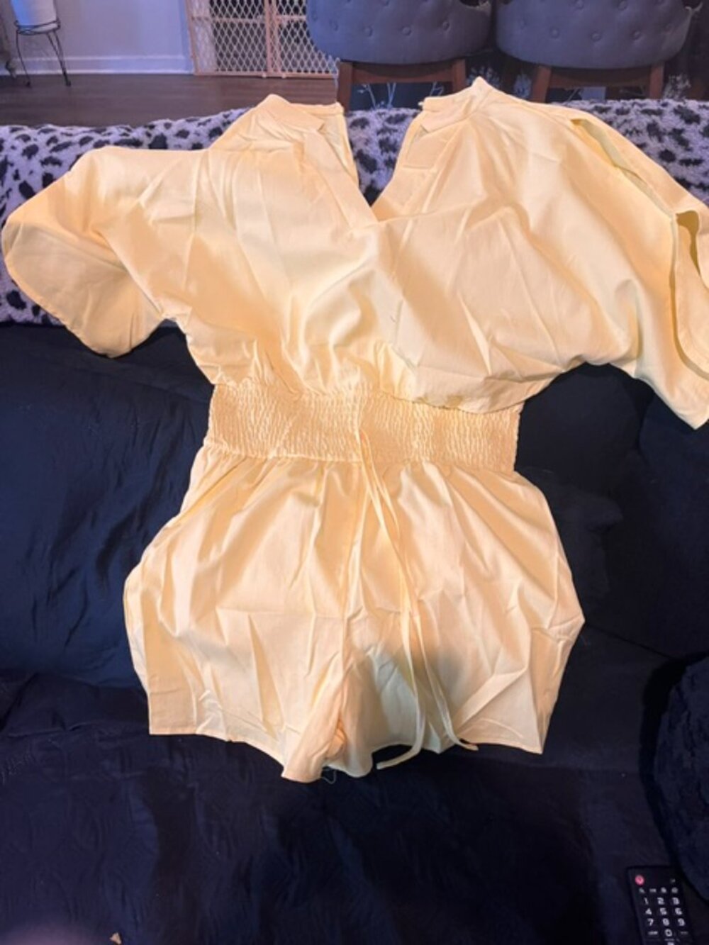 V NECK YELLOW ROMPER  L